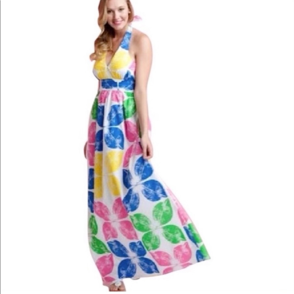 Lilly Pulitzer “Maxine” floral halter maxi dress size 4